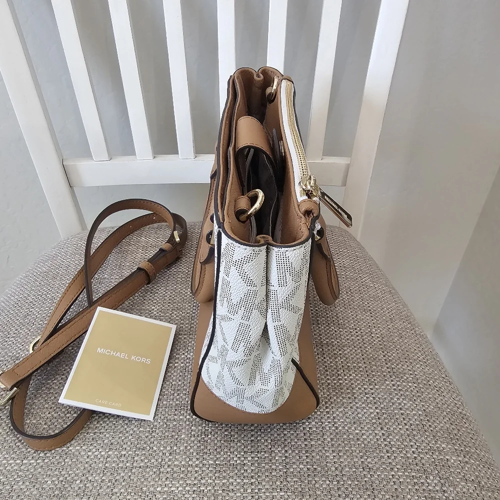 Michael Kors Cream and Tan Satchel